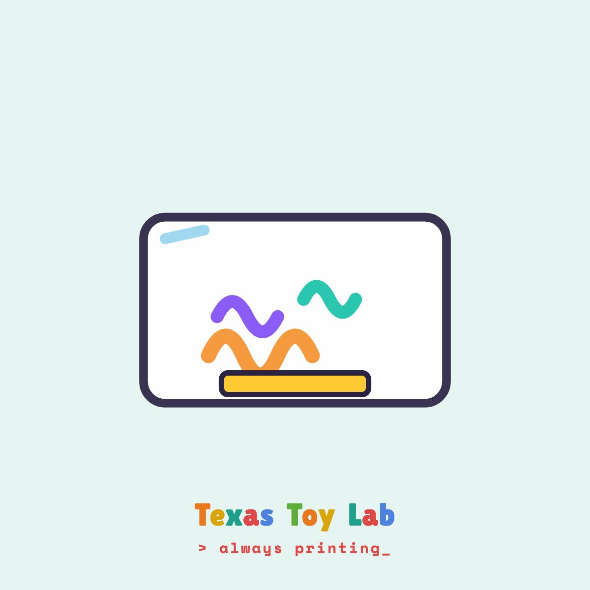 Genuine Printer Poop collector box illustration on Texas Toy Lab brand card